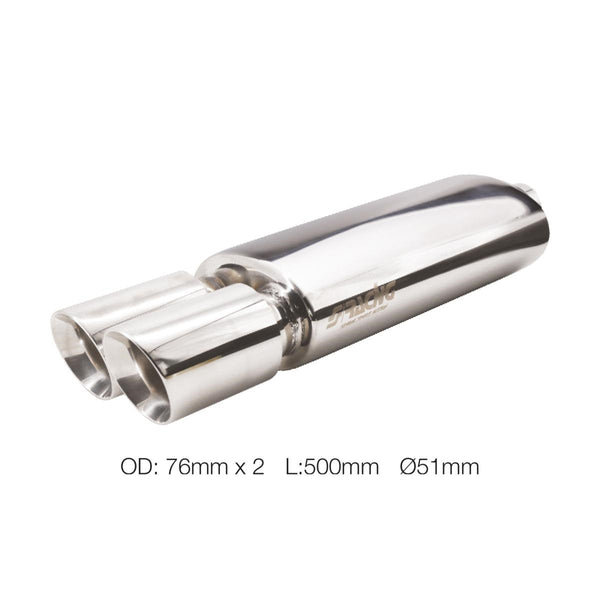 Marmitta rotonda id 51mm doppia acciaio inox