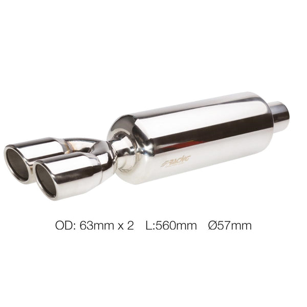 Marmitta rotonda id 57mm doppia acciaio inox