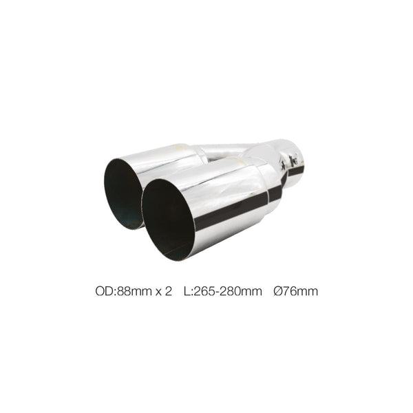 Terminale rotondo id 76mm doppio dritto disassato acc inox