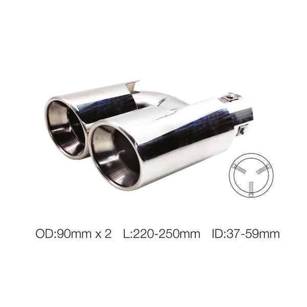 Terminale doppio id 60mm rotondo dritto acciaio inox