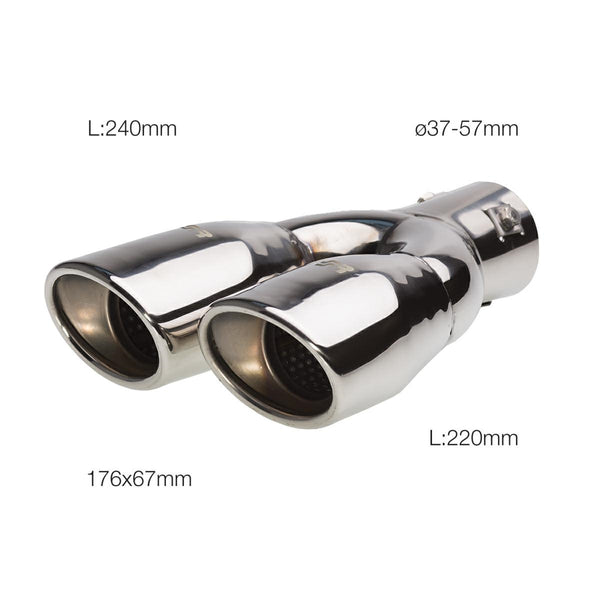 Terminale ovale doppio inclinato disassato acciaio inox Outlet