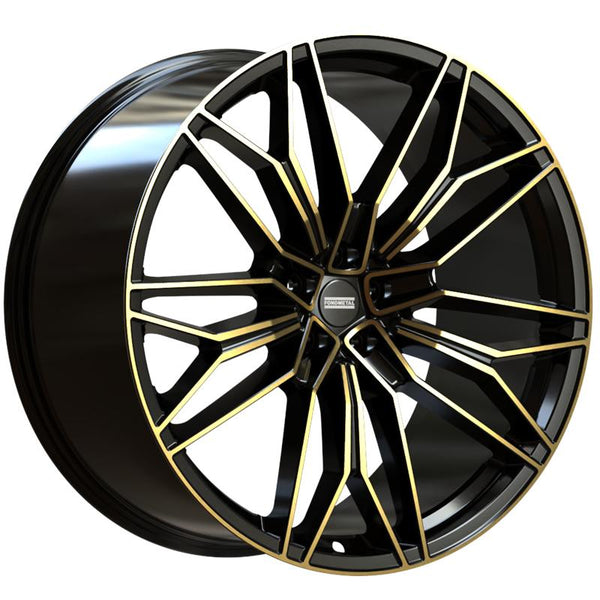 FONDMETAL CA7A6 STC-23 11,5X23 5X130 ET 51 71,6 BLACK CLEARCOAT GLOSSY GOLD MACHINED (OMOL. NAD) CUP OE 66MM PORSCHE