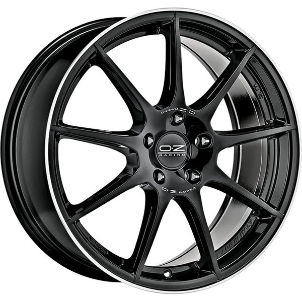 OZ RACING CA8G5 VELOCE GT 8X18 5X112 ET 35 75  GLOSS BLACK+DIAMOND LIP+SILVER LETTERING (OMOL. NADF040)