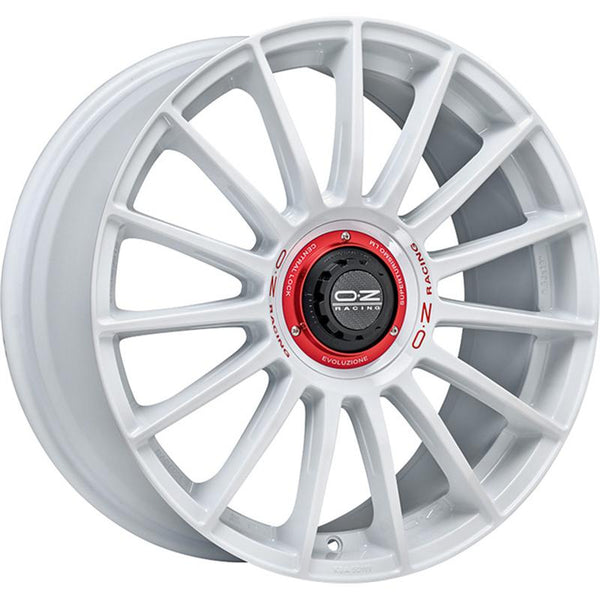 OZ RACING CA8G7 SUPERTURISMO EVOLUZIONE WRC 8,5X19 5X108 ET 45 75  RACE WHITE RED LETTERING (OMOL. NADF021)