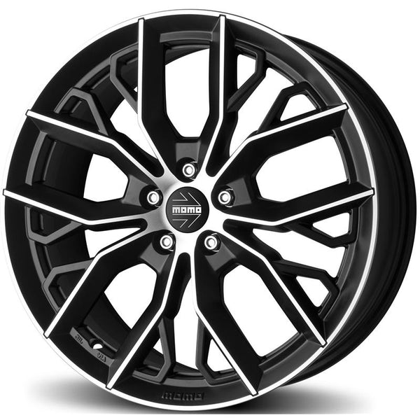 MOMO WHEELS CA979 MASSIMO 8X18 5X112 ET 48 72,3 EH2+ NERO OPACO DIAMANTATO (OMOL. NADH056)