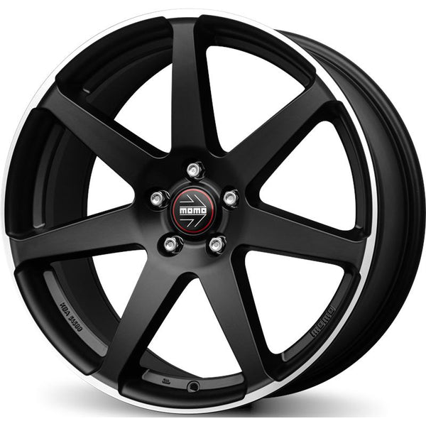 MOMO WHEELS CA1V6 SEVEN 8X18 5X108 ET 42 72,3 EH2+ NERO OPACO DIAMANTATO (OMOL. NADP196)